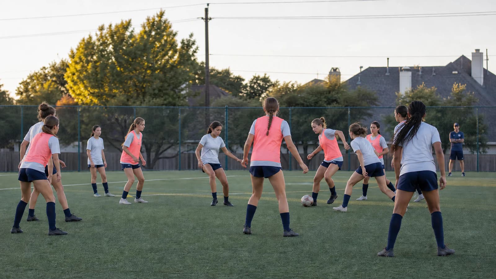 Illustrative demo youth soccer team on the field